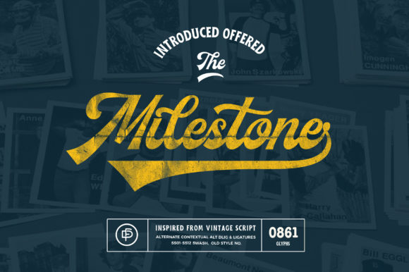Milestone: Vintage Baseball Charm, Handwritten & Serif